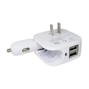 Adaptateur universel de chargeur de voiture 2 en 1 et chargeur de téléphone double Port USB 5V 1A 2.1a chargeur de voiture de voyage à domicile prise ue de téléphone portable