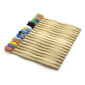 All Natural MOSO Compostable Bamboo Handle Toothbrush with Soft Colorful Nylon Bristles For Cleaning Teeth