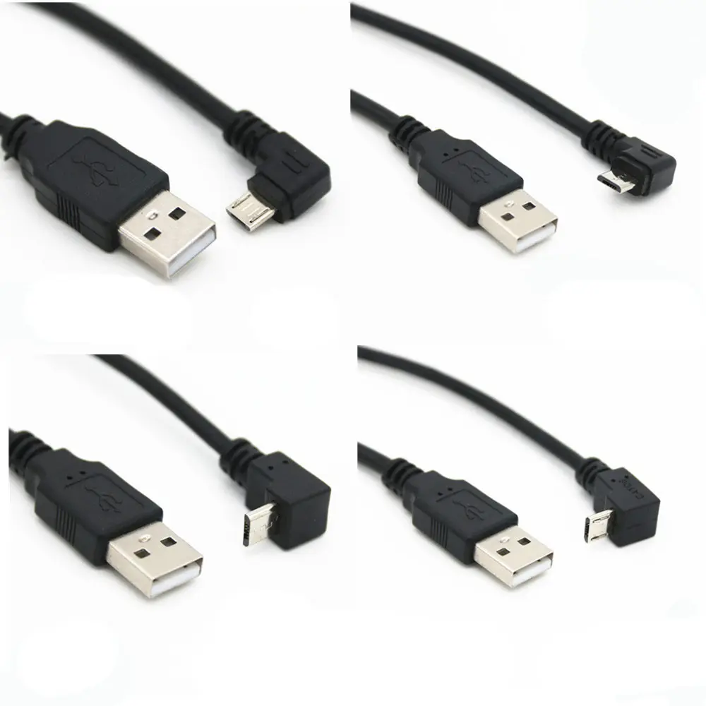 Up & Down & Left & Right Angled 90 Degree USB Micro USB Male to USB male Data Charge connector Cable 25cm 50cm for Tablet 5ft 1m