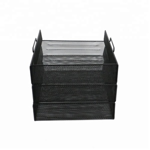 Văn Phòng Cung Cấp Đen Kim Loại Dây Lưới 3 Lớp Có Thể Tháo Rời Khay Tập Tin - Product Image 1