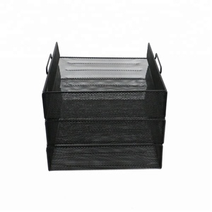 Office Supply black Metal Wire Mesh 3 layer detachable file tray