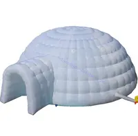 Tente Igloo gonflable blanche, tissu Oxford, avec entrée Tunnel, publicité, dôme Led, blanche