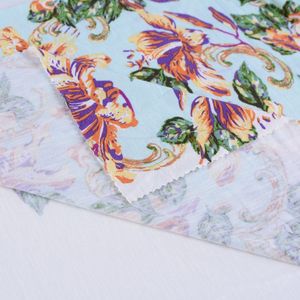 Tissu en <span class=keywords><strong>viscose</strong></span> 95% rayonne 5% élasthanne 180 GSM, <span class=keywords><strong>jersey</strong></span> floral slub doux et fluide pour robes <span class=keywords><strong>de</strong></span> filles, hauts d'été, chemisiers, jupes - Product Image 4