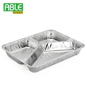 Food Grade Aluminium Baki 3 Kompartemen Aluminium Foil Wadah