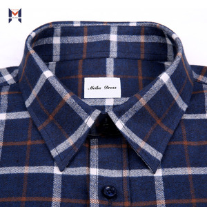 Nuevo diseño de <span class=keywords><strong>lana</strong></span> acabado Marina marcada bolsillos en el pecho de franela caliente los hombres camisas - Product Image 4