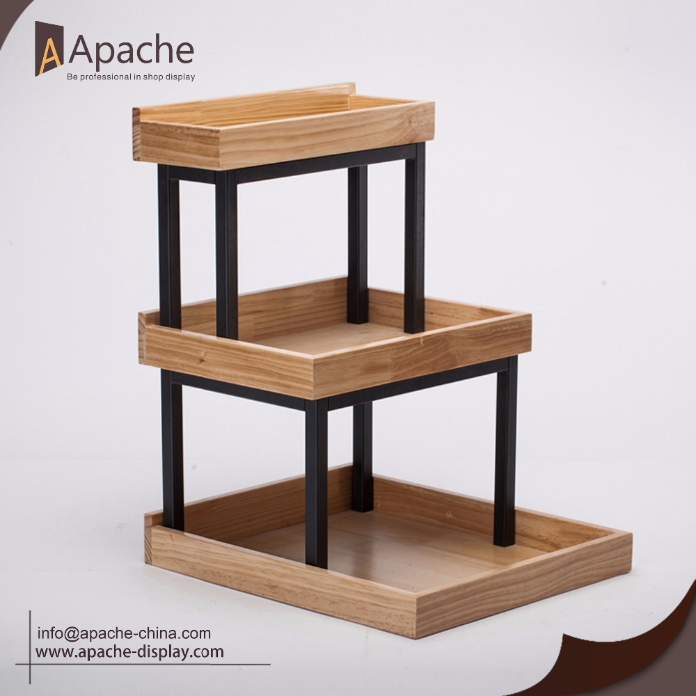Professional Design Modern Multi-Lever Wooden Bakery Store Counter Display Stand for Efficient Product for Sales Promotion — view 1