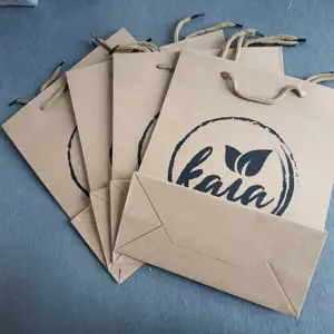 Logo Kustom Desain Mewah Kantong Kertas Cetak untuk Hadiah Belanja Kemasan Kantung Kertas Kraft