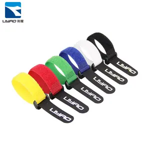 Customized Hook And Loop Cable Ties Flexible Reusable Soft Nylon Printed Strap With Buckle