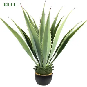 O-4004 80cm-21leavesFactory ขายส่งพืชเทียม Maguey พอร์ตสำหรับตกแต่งโรงแรมว่านหางจระเข้พืชกระถางสำหรับตกแต่งสวน