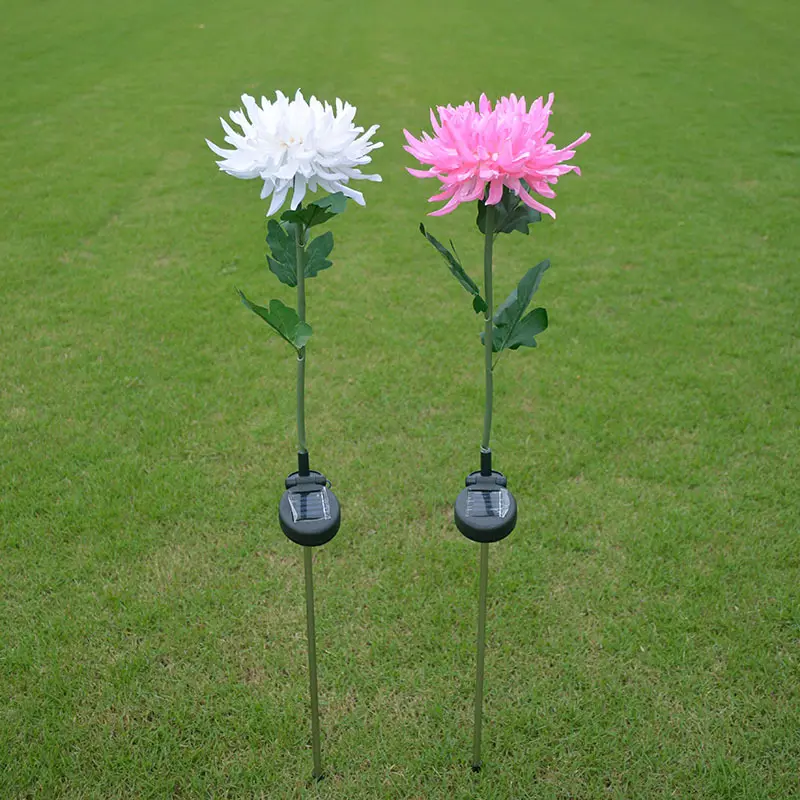 Painel solar flor chrysantemum, lâmpada ao ar livre luz solar flor solar