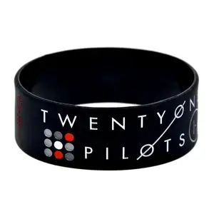 Custom 1" Wide 21 Twenty One Pilots Silicone Bracelet wristband for Punk Music Fans Pulsera de silicona