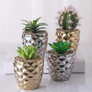 Piante Decorative <span class=keywords><strong>In</strong></span> <span class=keywords><strong>vaso</strong></span> Mini <span class=keywords><strong>Cactus</strong></span> artificiali per la casa <span class=keywords><strong>In</strong></span> <span class=keywords><strong>vaso</strong></span> Color oro e argento per arredamento ufficio da tavolo - Product Image 2