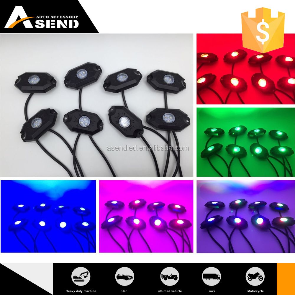 Cambio de Color Llevado Luz Roca Con bluetooth music Controller (un control 4 unids Roca Pod Luz Kit)