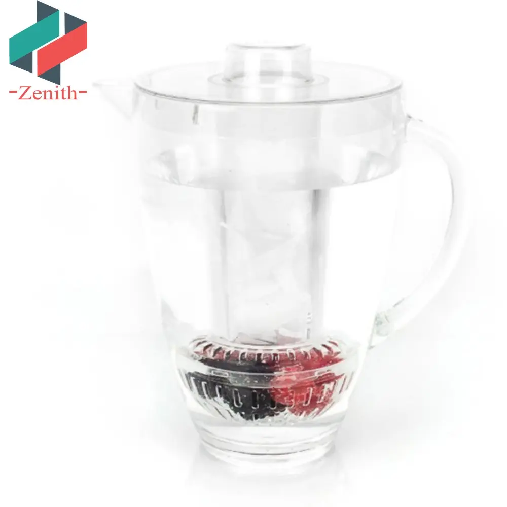 ZNK00017 Kristall klarer Acrylplastik-Iced Fruit Infusion wasserkrug mit Eisrohr kern und Deckel