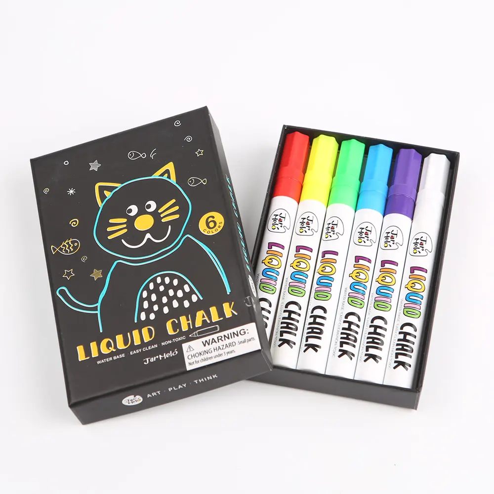 6 colori su ordinazione di colore del commercio all'ingrosso lavagna Permanente indelebile impermeabile Liquid Chalk Marker pen set per i bambini