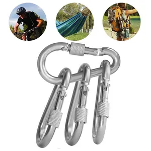 BT-245S Excellent Climbing Steel Carabiner Electric Galvanized Climbing 7mm With Screw Steel Spring Snap Hook Locking Carabiner