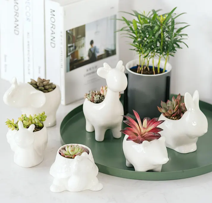Maceta de cerámica con forma de Animal, florero de cerámica, tamaño y forma, se puede personalizar