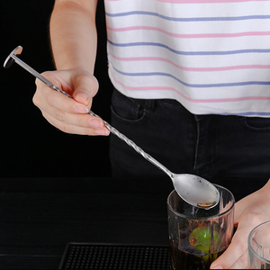 Cuillère à cocktail jetable en acier inoxydable argenté, écologique, avec long manche et motif en spirale, cuillère de <span class=keywords><strong>bar</strong></span> - Product Image 6