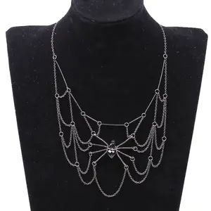 spider shape necklace Free shipping Handmade vampire spider web charm choker necklace halloween