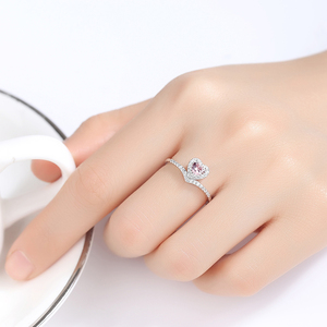 CZCITY Dell'argento Sterlina 925 Dei Monili di Colore Rosa del Cuore del Diamante di Pietra <span class=keywords><strong>Morgan</strong></span> Donne Nuziale Anello di Fidanzamento - Product Image 3