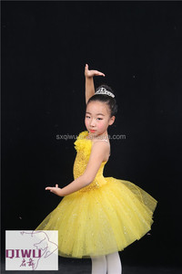 Nuovo Body con Paillettes Gialle Marca QIWU, Abito in Tulle per Bambine, <span class=keywords><strong>Danza</strong></span> Classica, Modello CB--012 Disponibile - Product Image 3