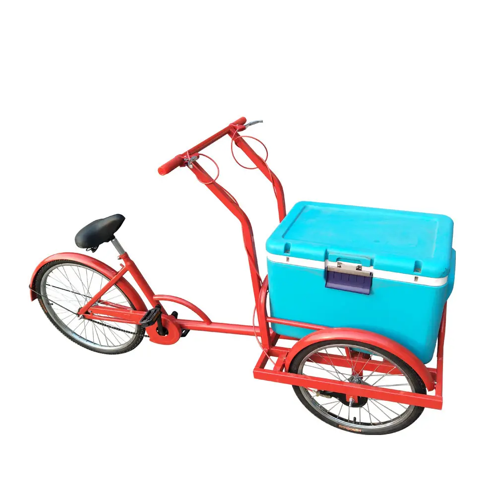 Tangan Push Sepeda Mini Freezer Makanan Keranjang Trolley Trailer untuk Es Loli Es Krim