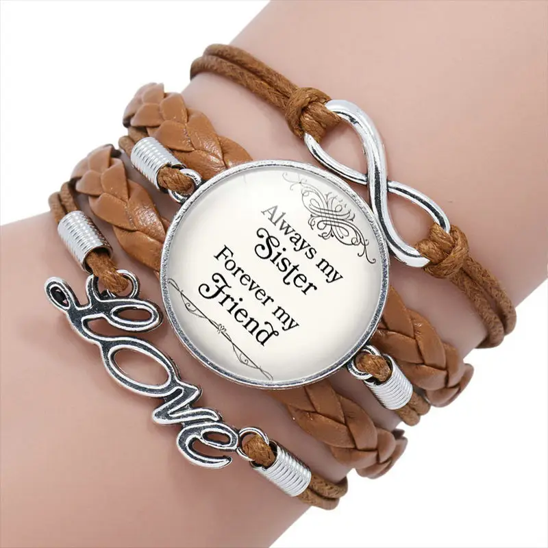 Always My Sister Forever My Friend Friendship infinity love Multilayer Woven Bracelet for Women Fashion Sister Jewelry