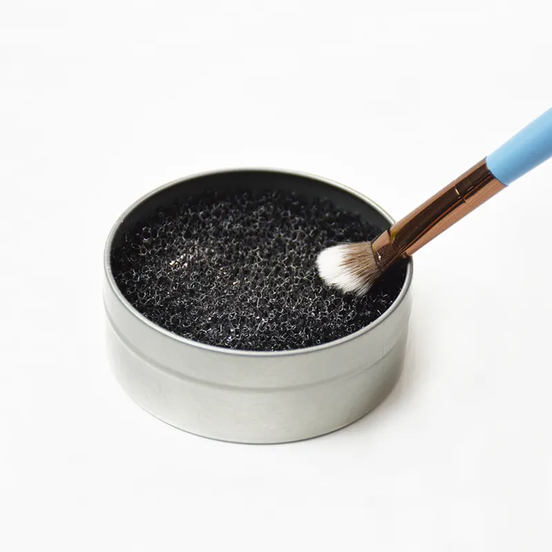 Quick Dry Wash Black Sponge Makeup Brush Cleaner With Metal Box