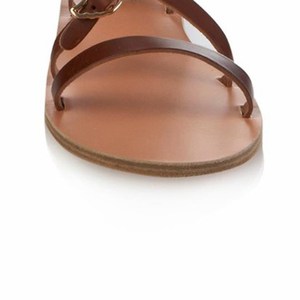 2015 de moda cómoda plana marrón para mujer de cuero romano muslo rodilla alta mujeres gladiador sandalias - Product Image 4