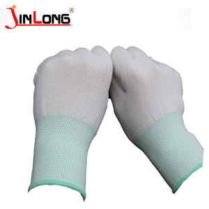 Guantes de pu transpirables de hilo de algodón de nailon blanco para trabajo fino de 13 pines - Product Image 6