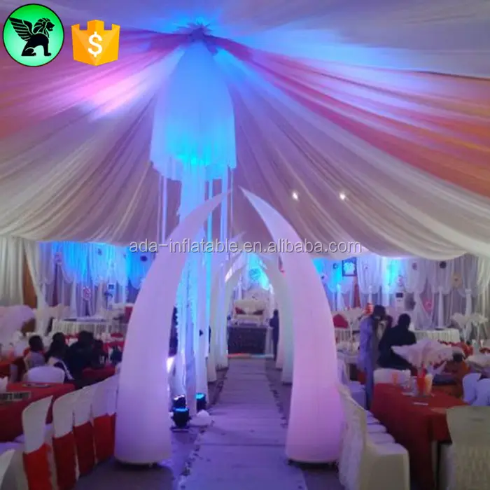 Wedding Party Opblaasbare Decoratie 3M Hoge Opblaasbare Slagtand Met Led Licht A2614