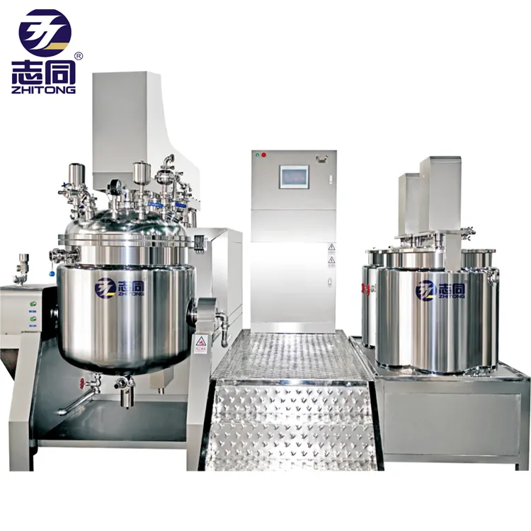 Zhitong Hydraulic Lifting Internal and External Vacuum Homogenizing Emulsifier Mixing Tank Machine Mixer Cosmetic Making