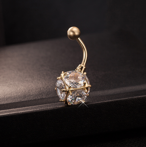 Commercio <span class=keywords><strong>all</strong></span>'ingrosso della fabbrica di figura del cubo lucido trasparente colorato di cristallo DELLA CZ di zircon body piercing in acciaio al titanio gioielli anelli del tasto di pancia - Product Image 4