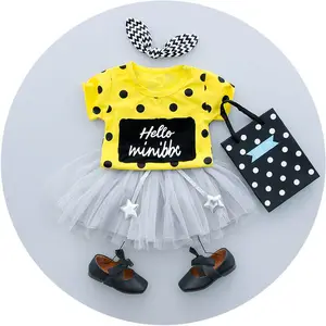 Hao Baby 2022 Hè Mới Quần Áo Trẻ Em Pocket Crown Hem Lưới Cho Trẻ Em Váy Mùa Hè Bộ Đồ