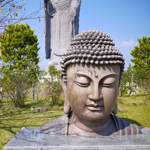 Custom outdoor sculpture brass bronze buddha head statue