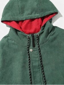 Roi jeunes hommes vert jaune <span class=keywords><strong>rouge</strong></span> contraste couleur bloc Patchwork deux poches à la main velours côtelé à capuche veste vestes d'hiver - Product Image 5
