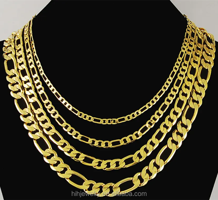 Women and Men18K Gold Plated Stainless Steel Figaro Chains different types of necklace chains jewelry