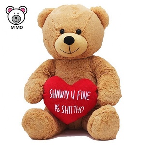 Marca Ricama LOGO Peluche Giocattolo <span class=keywords><strong>Marrone</strong></span> Orsacchiotto Con <span class=keywords><strong>Cuore</strong></span> Rosso Creativo Farcito Sveglio Animale Morbido Peluche Nuovo di San Valentino Orsacchiotto orso - Product Image 1