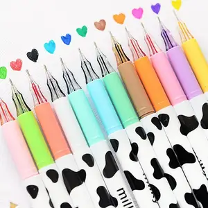 Cute kawai Korea stationery milky cartoon 12 color signature pen colorful gel pen sell as set students diary notepad pen