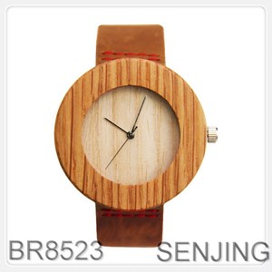 Unisex Analog thạch anh đồng hồ bằng gỗ với dây đeo bằng da bò màu nâu biểu tượng tùy chỉnh phong trào Công Dân sang trọng kính cửa sổ quay số - Product Image 3