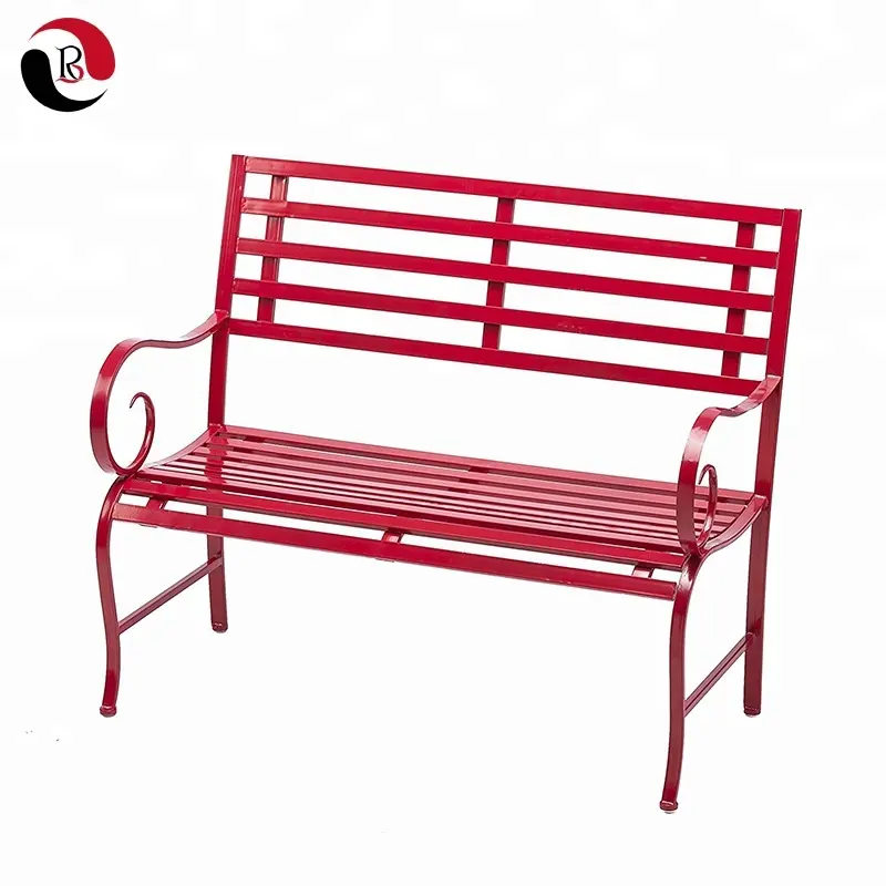 Banco de Metal para jardín, doble asiento, rojo, nuevo patrón