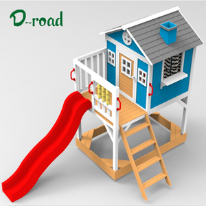 بيت لعب خشبي للأطفال من طابقين مع زحليقة - Product Image 4