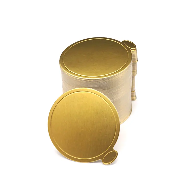 Tablero de base de pastel de mousse de papel dorado de grado alimenticio, mini tablero redondo de tambor de pastel