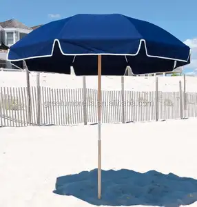 Protection UV De Plage En Fiber de verre Parapluie avec Frankford Revêtement En Bois