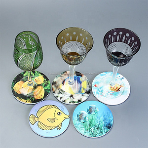 Unique edo kiriko embossed long stem, Red wine glass mug with blackboard mountain center Russian - Product Image 2