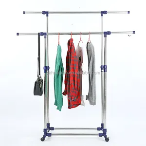 Strong extendable Double rod garment rack Clothes Drying Rack Dryer rack