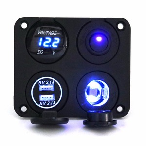 DS 12 V Coche/Marin Toma <span class=keywords><strong>Del</strong></span> Encendedor + de Doble <span class=keywords><strong>Puerto</strong></span> USB Adaptador de Cargador + Voltímetro + estrella interruptor - Product Image 5