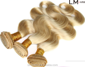 Moda de grado superior del 100% remy de la virgen <span class=keywords><strong>brazilia</strong></span> cabello humano rubio hecha a máquina onda del cuerpo que teje - Product Image 2