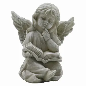 Custom design religious reading small cherub figurine miniature angel statue resin