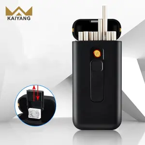 새로운 발명 화염 USB 충전식 상자 방풍 담배 케이스 전기 라이터